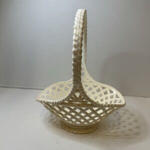 Vintage DOMO West Germany Oval Celluloid Basket (Flower/Easter) Ivory, MCM EUC